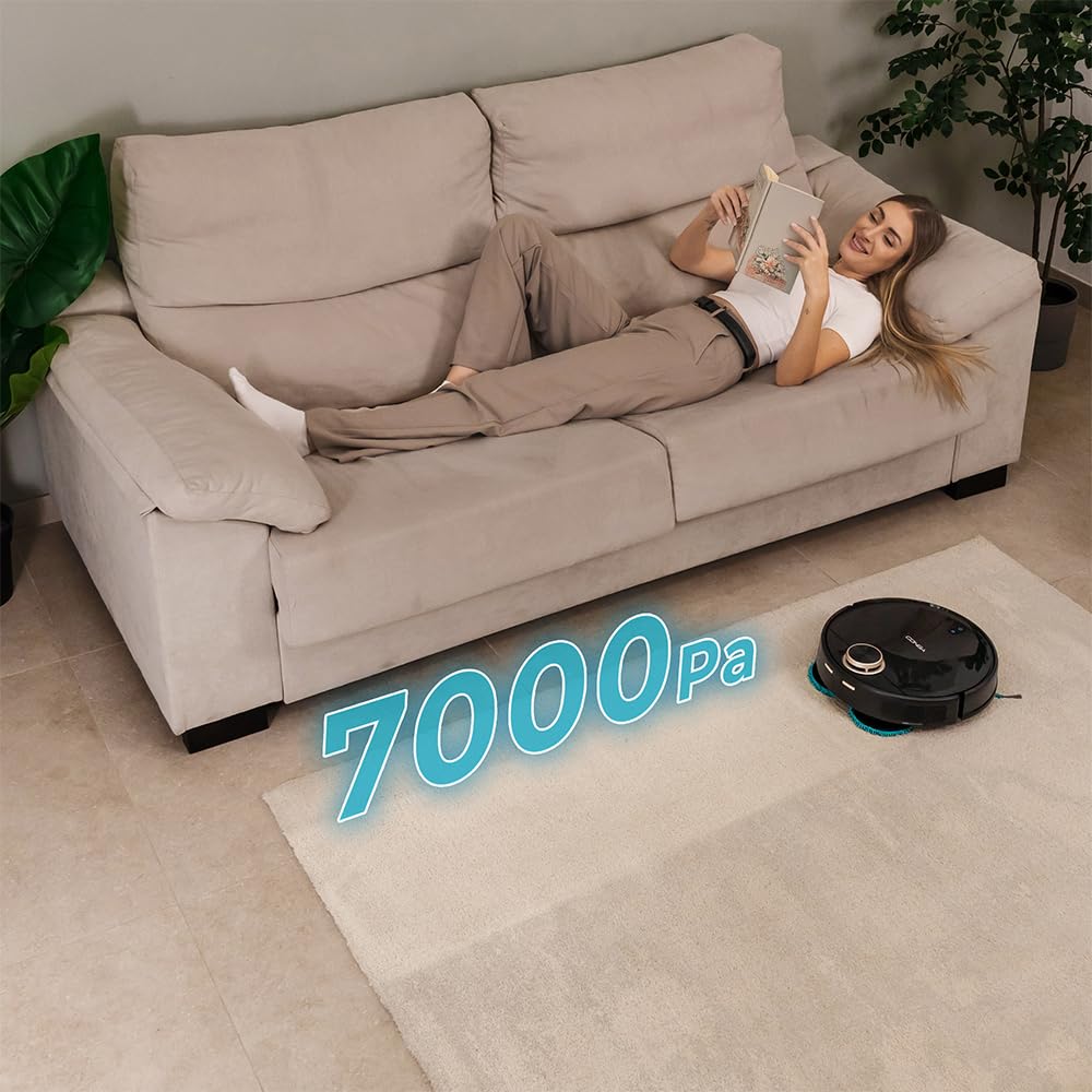 Cecotec Conga 13090 Spin – Robot aspirador con base autovaciado, láser, 7000 Pa, WiFi y app