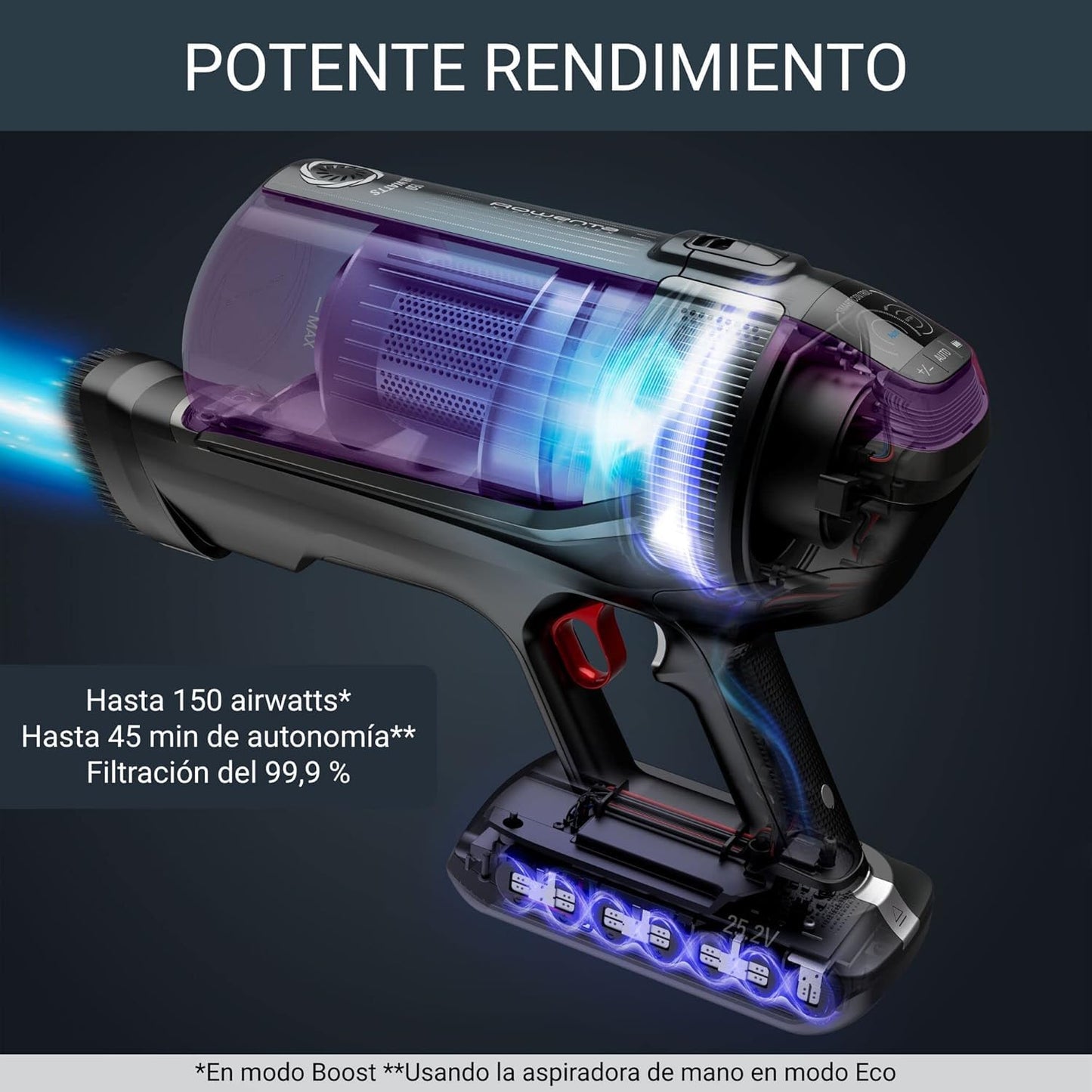 Rowenta Xforce Flex 12.60 – Aspiradora sin cable 320 W, 0,9 L, filtra 99,9 %, con accesorios