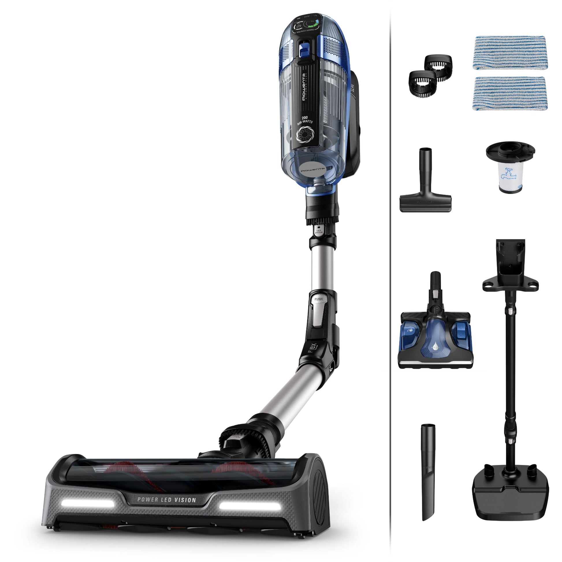 Rowenta Xforce Flex 14.60 Aqua – Aspirador sin cable 480 W 2 en 1 con fregado y tubo flexible